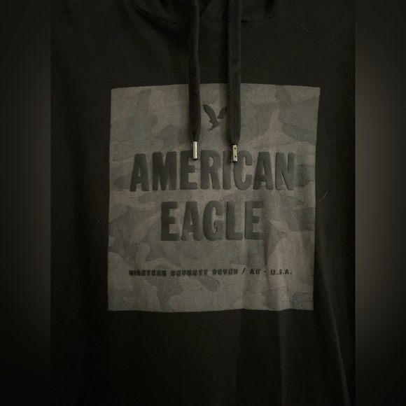 American Eagle men's medium black long sleeve hooded shirt - Picture 4 of 6